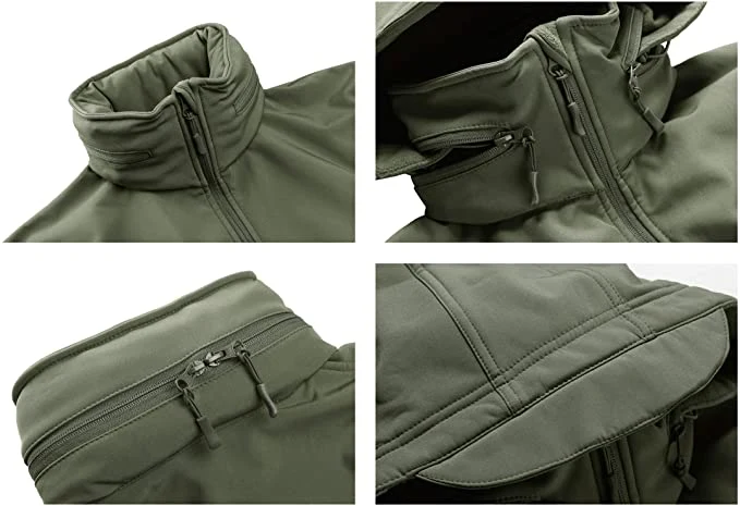 Men′s Hoodie Fleece Jacket 6 Zip-Pockets Warm Winter Jacket Military Tactical Jacket