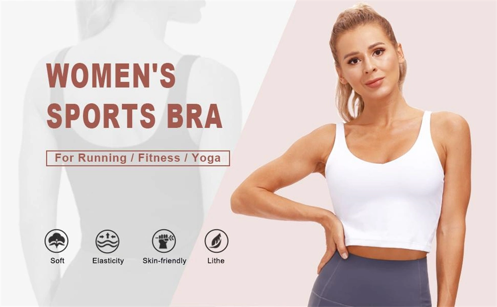 Womens Longline Sports Bra Wirefree Yoga Bras Gym Running Workout Tank Tops