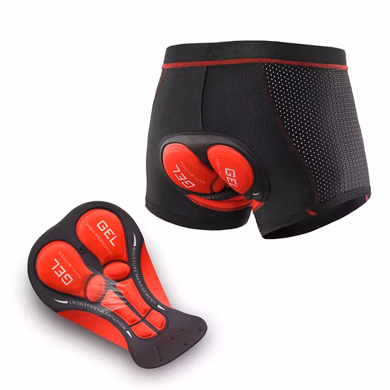 Short de cyclisme unisexe en maille de nylon respirant avec rembourrage en gel