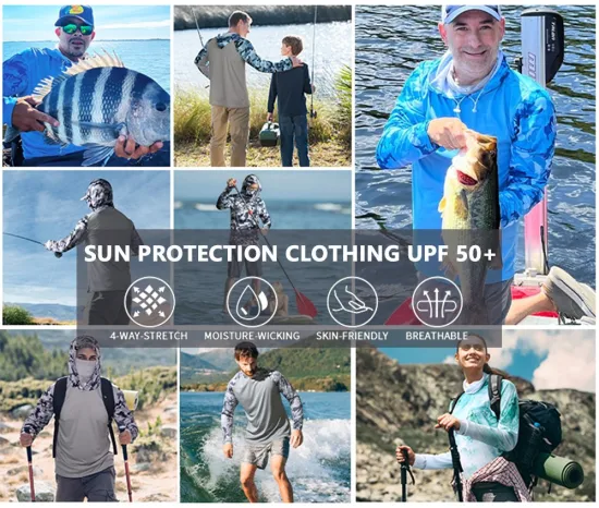 Conception personnalisée Protection solaire manches longues maille Polyester sport entraînement randonnée tenue vêtements de pêche