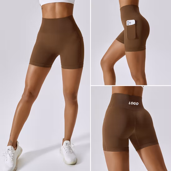 Nouveau design Sports Bottom Fitness Running Yoga Shorts d'entraînement pour femmes, vêtements de sport sans couture personnalisés Shorts de motard de tennis décontractés avec poches